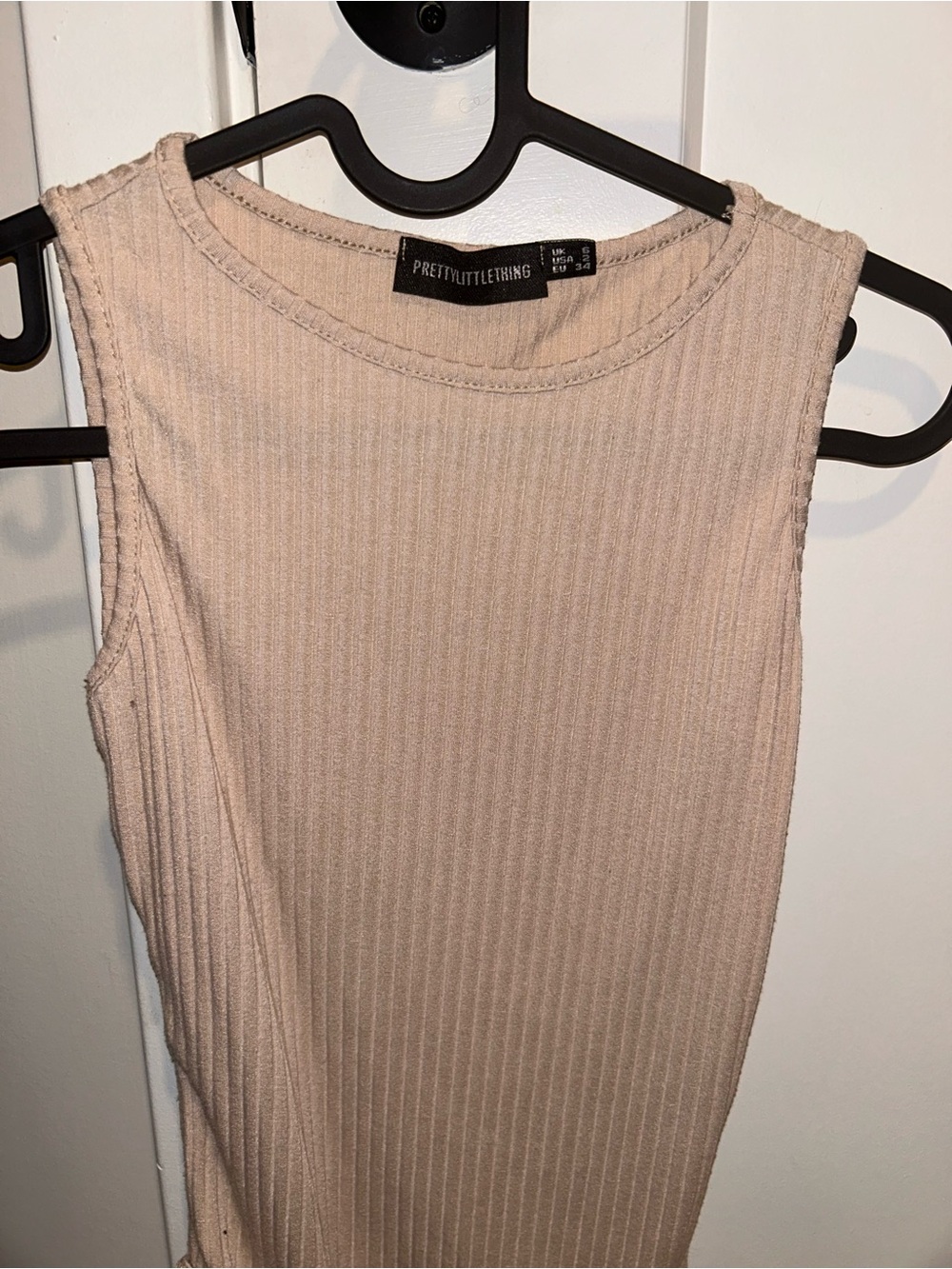 PrettyLittleThing Sleeveless Ribbed Tank in Nude Blush